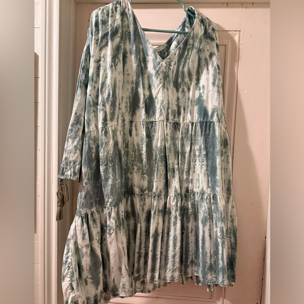 New Directions Tie-Dye Dress - Green and White